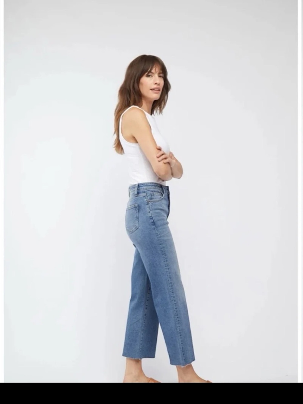 Eunina Dawn super high rise wide leg cropped jeans in Medium Wash size 11/30 - Picture 4 of 12